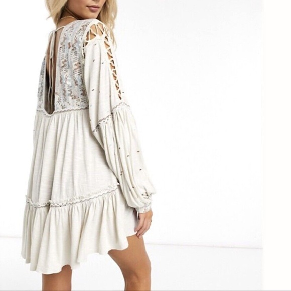 🔶 Free People Much Love tunic dress, balloon sleeves, embroidery size XS 🔶 - Picture 5 of 11
